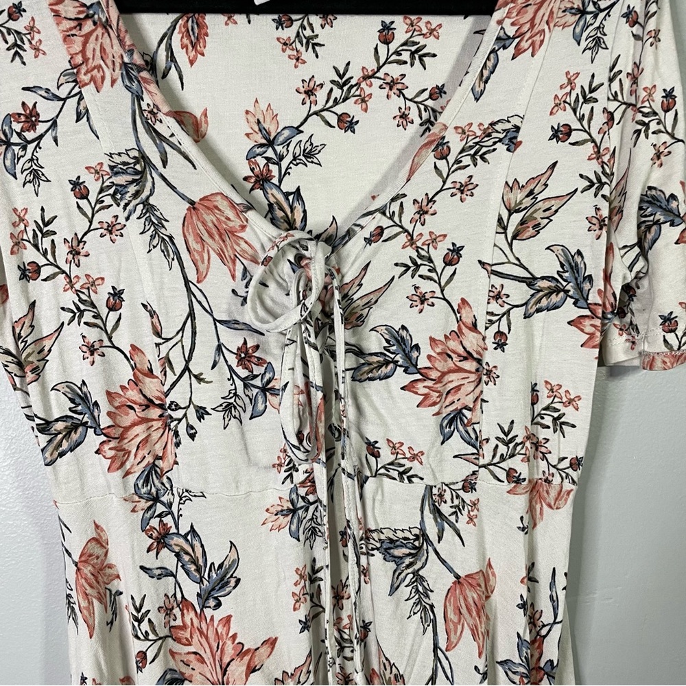 American Rag Co Floral Stretchy Short Sleeve Boho V Neck Casual Dress Medium - Picture 6 of 6
